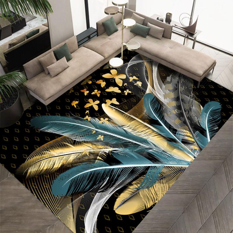 3D современный простой ковер с принтом из перьев для гостиной, полный коврик для спальни, одеяло для кровати, учебный стол и коврик для стула