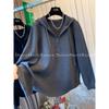 Fashionable Hooded T-shirt Loose Korean Style Versatile Autumn New Zipper Splicing Long-sleeved Solid Color Top