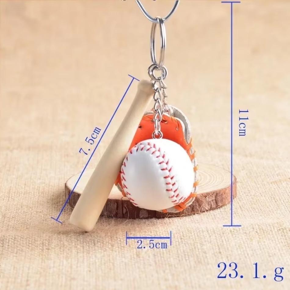 1 Pcs Popular Baseball Keychain Pendant Simulation Mini Baseball Keychain Creative Bat PU Leather Promotion Novelty Gift