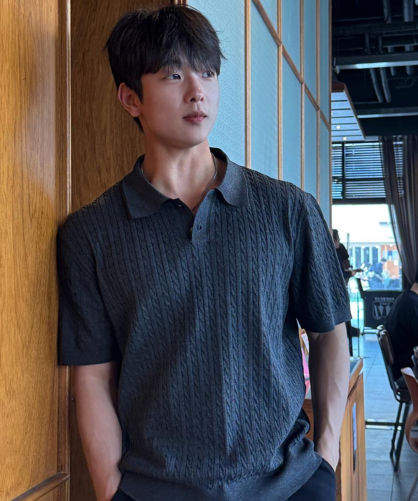 MINDBRIDGE [On] Washable Cable Collar Short Sleeve Knit - 2 Colors
