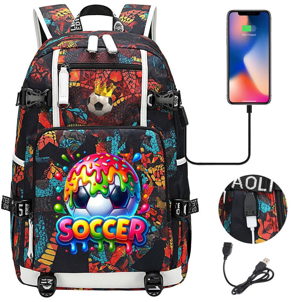 2026 Sports Soccer USB Large Capacity Backpack for Middle High School Students Travel Unisex