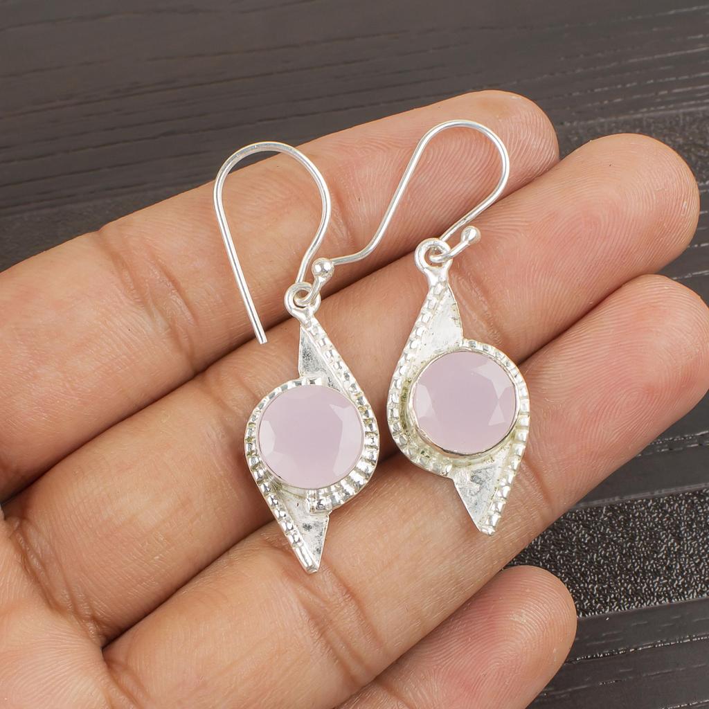 Rose Chalcedony Gemstone Handmade 925 Solid Sterling Silver Jewelry Designer Silver Chain Pendant Gift for Sister