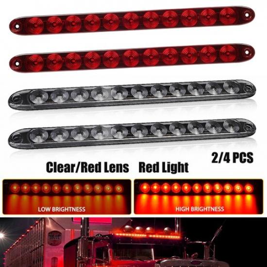 2/4X 15INCH Red Truck Trailer Light Bar Stop 11LED Tail Turn Brake Lights Strip