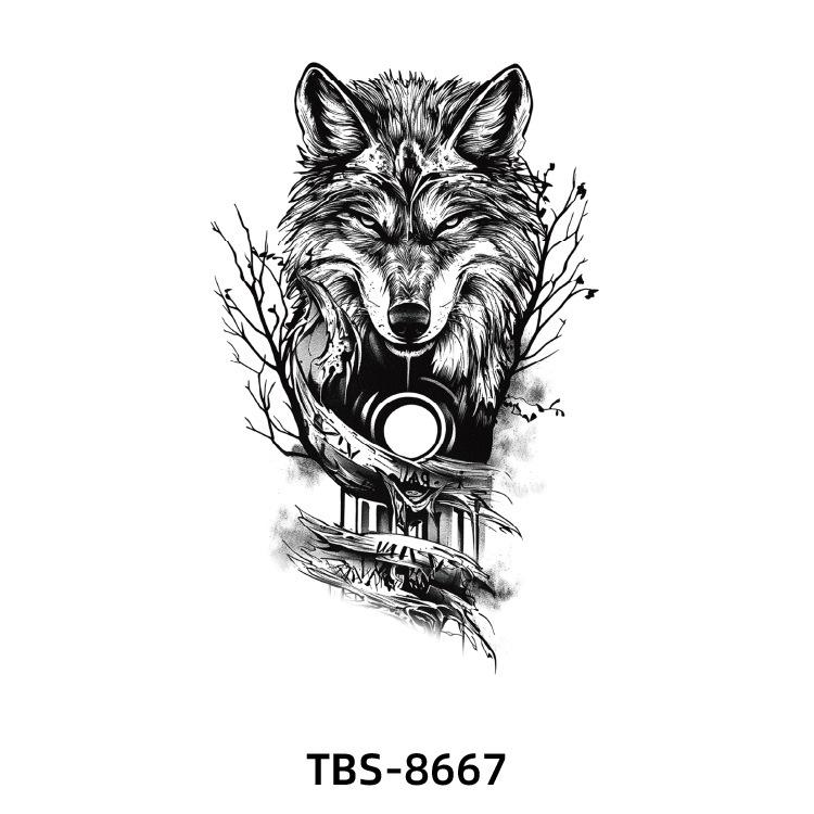 2025 Full/Half Arm Wolf, Tiger, & Flower Tattoo Stickers - European/American Style