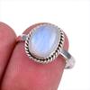 Natural Rainbow Moonstone Gemstone Handmade 925 Solid Silver Gift Ring S.8 V0J92