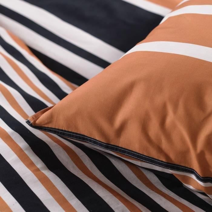 Double Bed Set - TODAY - 240x220 Cm - 100% Cotton - Orange, Black and White