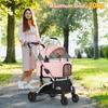 Складная коляска для собаки и кошки 3 в 1, коляска для животных с колесами 360°, корзина для хранения, сетчатое окошко, подстаканник