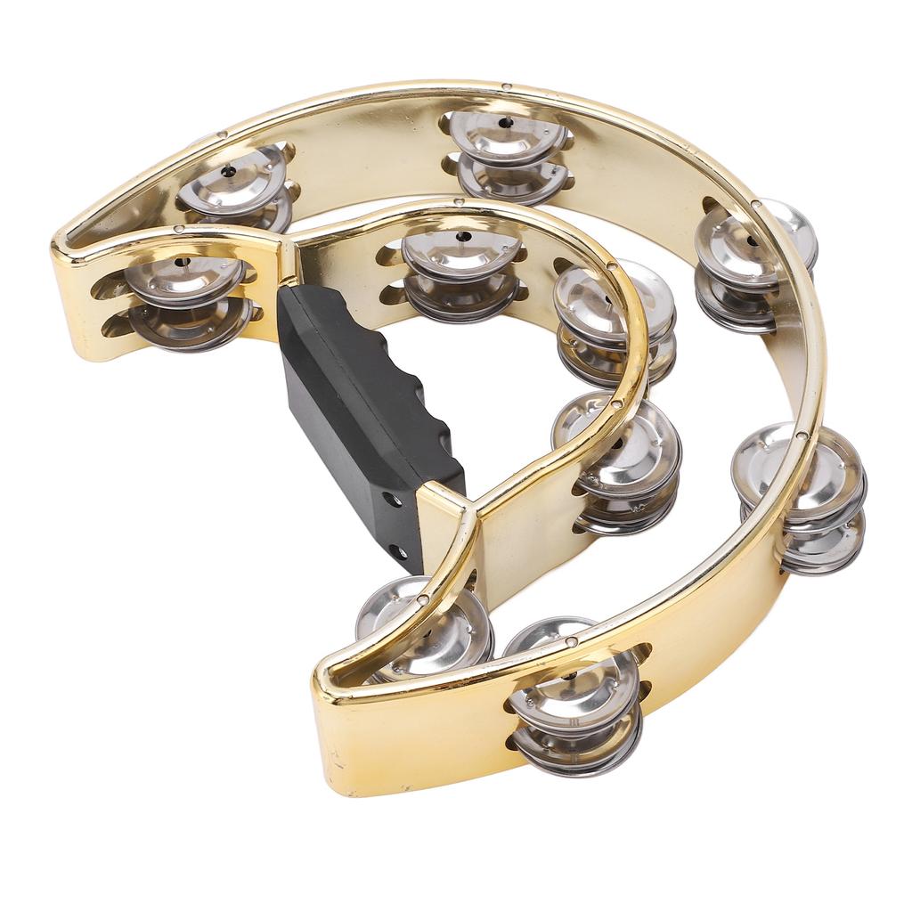 Двухрядный ручной тамбурин металлический тамбурин с позолоченными колокольчиками ударный музыкальный инструмент желтый