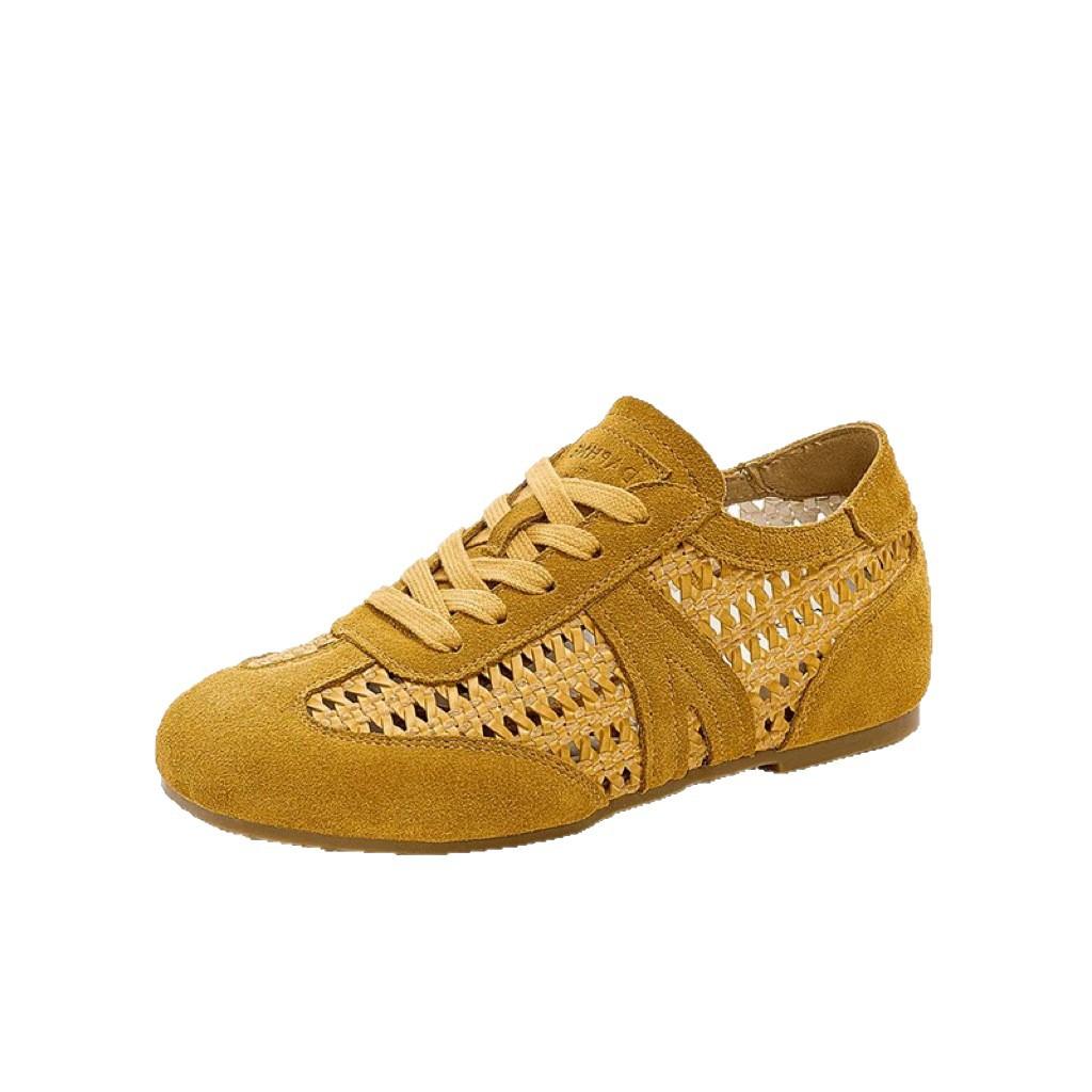 Летняя плетеная обувь Dexun ins тренд 2025 новая ретро расслабление ручная работа плоская повседневная спортивная обувь женская обувь