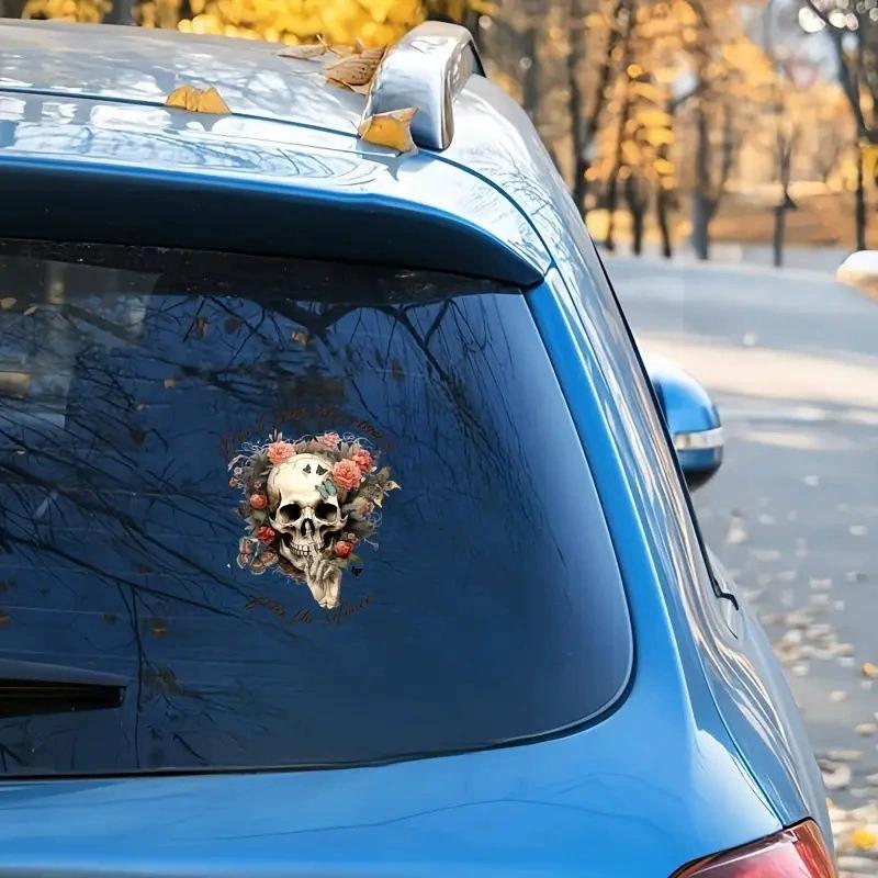 Автомобильная наклейка с дизайном черепа для мотоцикла, креативная и универсальная декоративная наклейка