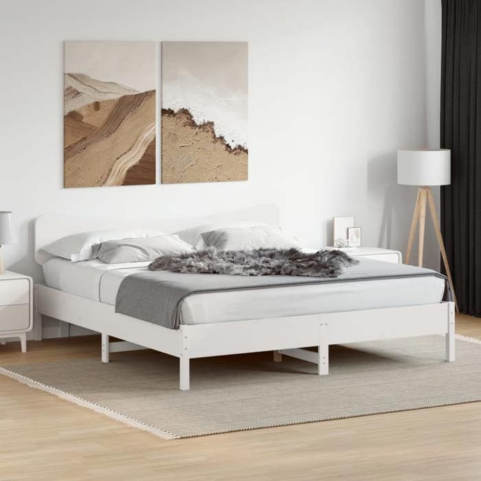 VidaXL Cadre de lit sans matelas blanc 180x200 cm bois massif de pin, lit, meuble de chambre à coucher, lit en bois, lit 3328224
