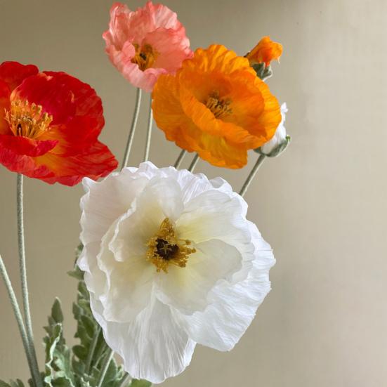 41,34 дюйма Искусственные цветы мака-самосейки с длинным стеблем Реалистичные поддельные полевые маки для напольной вазы Домашний декор для помещений Свадебное мероприятие