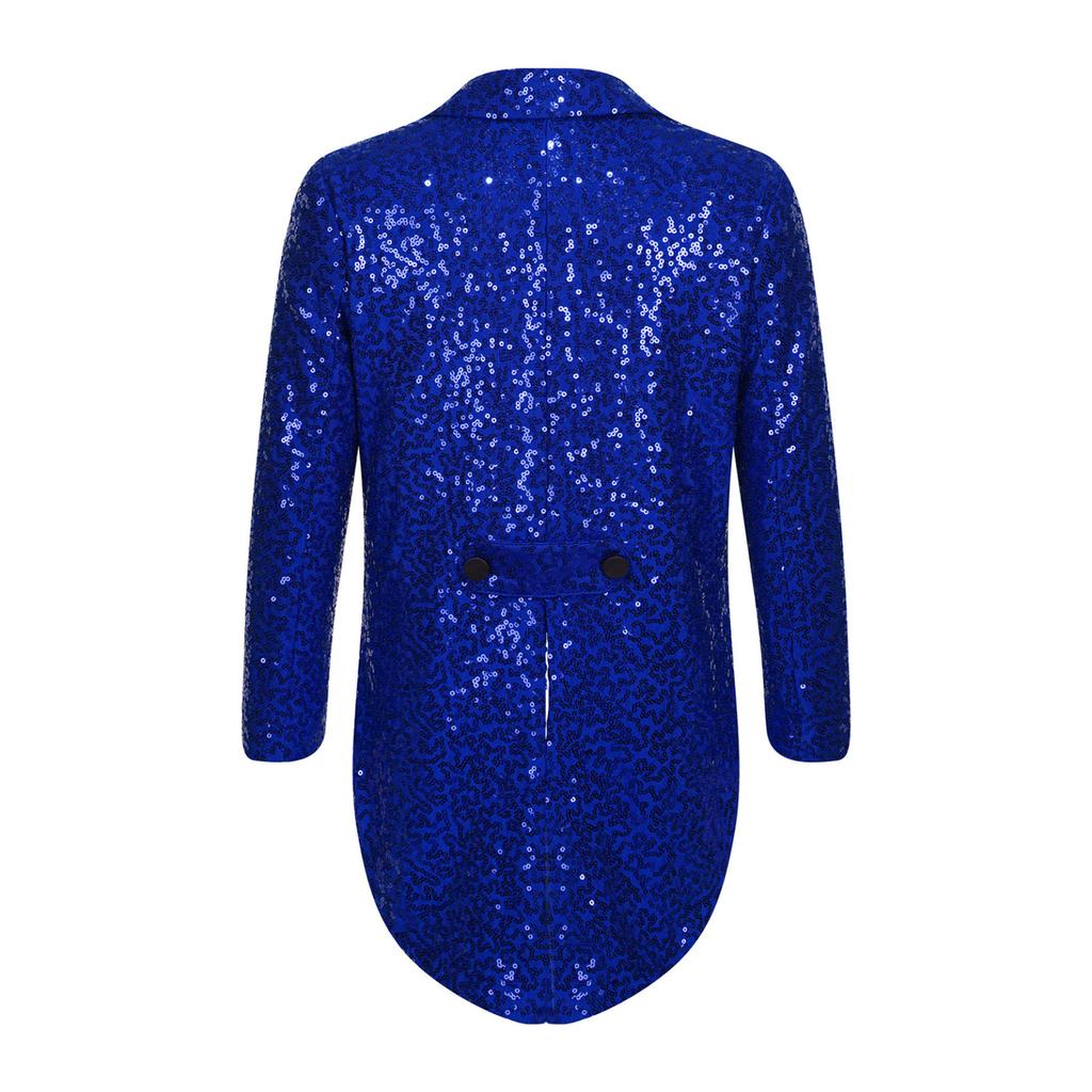 Детский фрак с блестками для мальчиков, детские костюмы джентльмена, блейзер для магических представлений, официальный костюм, свадебное платье для мальчика, пальто