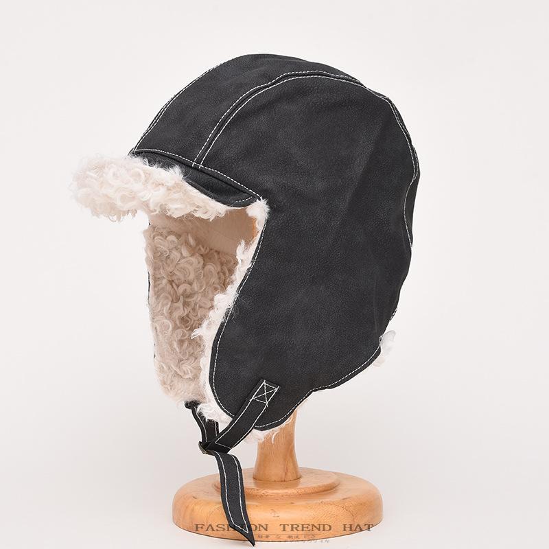 Шапка-авиатор Thunderbolt из овечьей шерсти для мужчин и женщин, зимняя теплая утолщенная защитная кепка из искусственной кожи для езды на велосипеде в холодную погоду