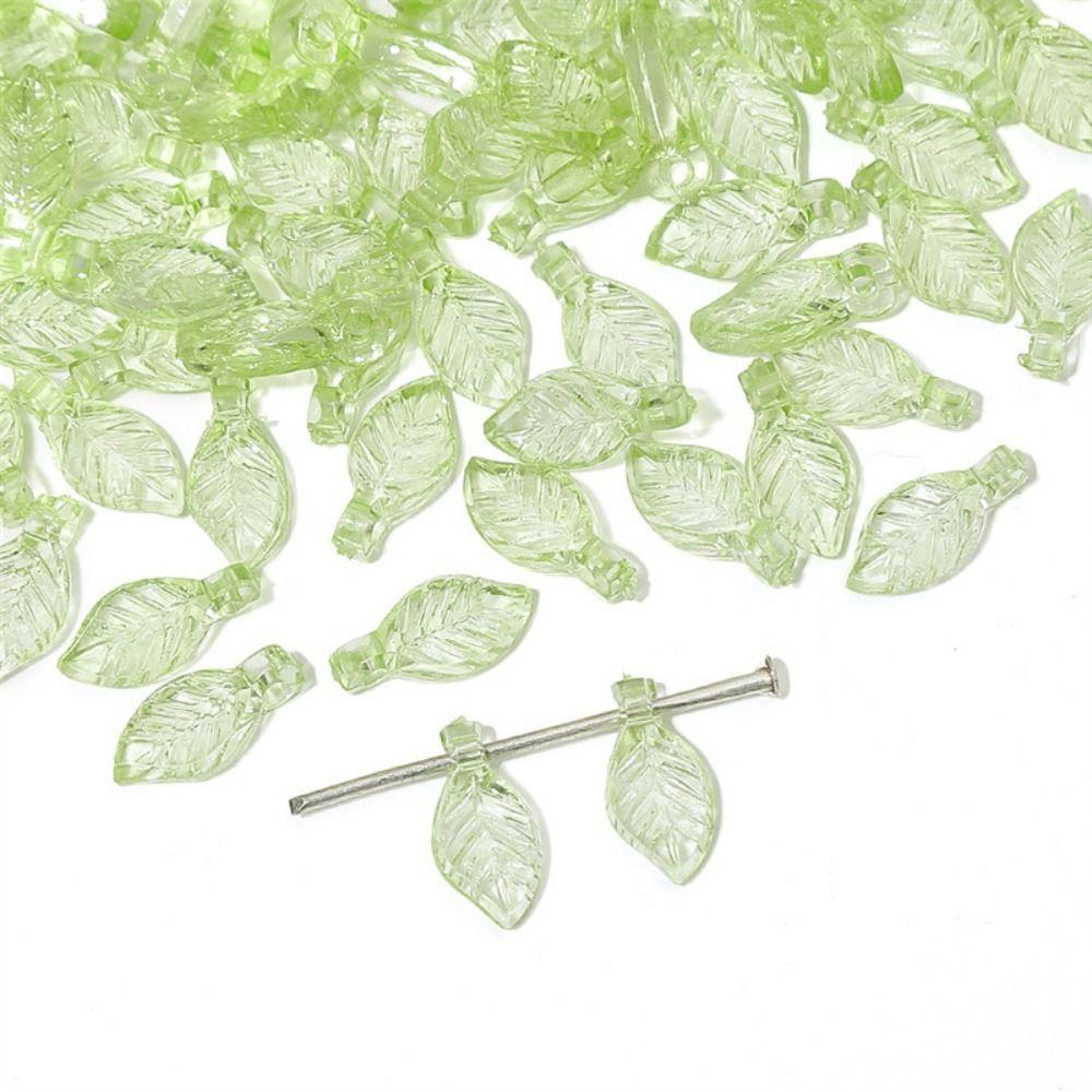 Transparent Green Transparent Leaf Shape Beads Charms Leaf Shape Beads Necklace Accessories