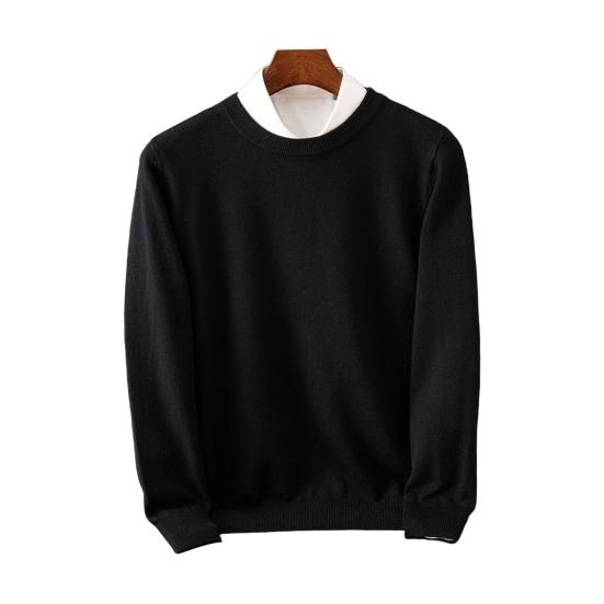 Мужской свитер осень-зима с круглым вырезом, свободный, с длинными рукавами, трикотажный, эластичный, однотонный, деловой стиль, теплый трикотаж