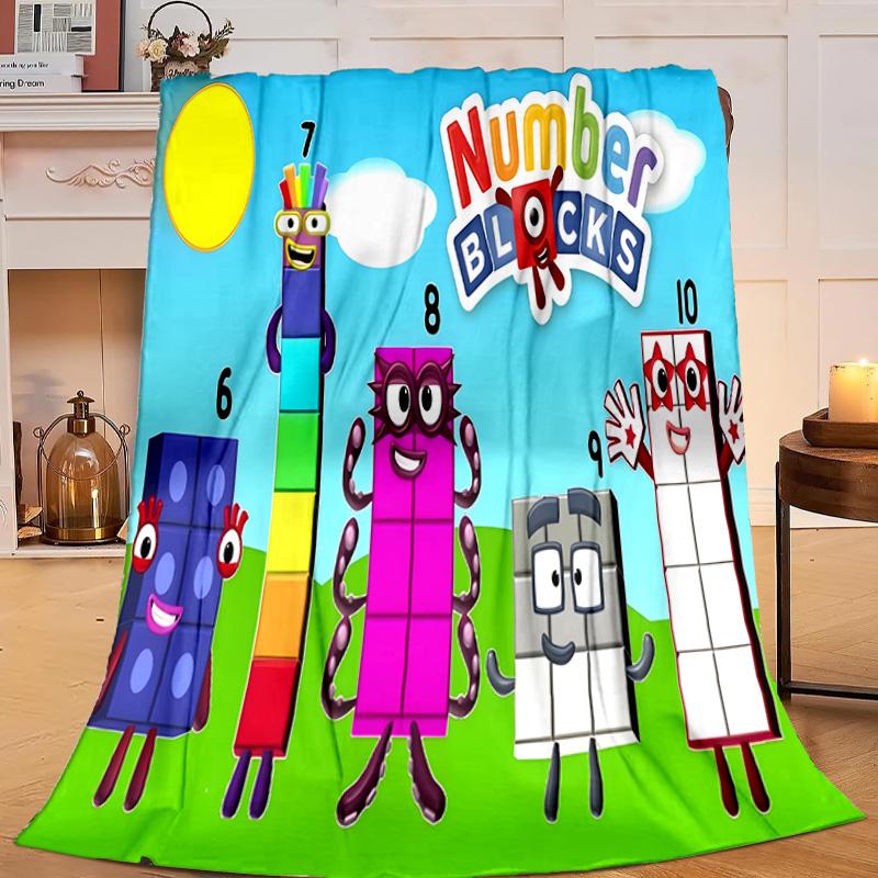1PC Number-Blocks Adventure Flannel Blanket Gift, Suitable for Both Men And Women, Soft Ideal for Beds And Sofa, Birthday Or Christmas Gift