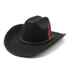 Thick Woolen Top Hat with Large Brim, Black Belt Hat, Men's and Women's Spring Denim Hats