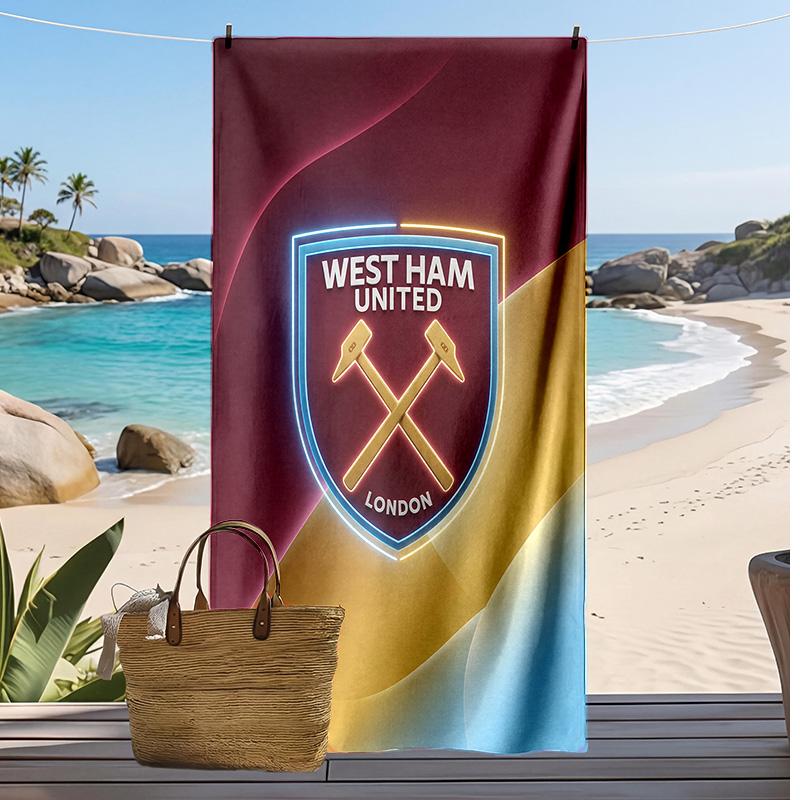 Пляжное полотенце West Ham United Football Print, Большое мягкое быстросохнущее полотенце для пляжа, кемпинга, плавания