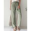 Spring and Summer Loose Casual Women's Pant Solid Colour Elastic Waist Tie Straight Trousers