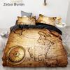 Luxury Bedding Set King/Europe/Queen/Custom,3D Duvet Cover Set,Quilt/Blanket Cover Set,Bedclothes,vintage Map Bed Set