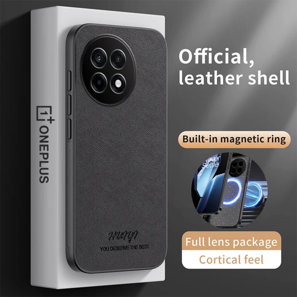 Leather Magsafe Case for OnePlus 13R Car Magnetic Holder Wireless Charge Silicone Phone Cover Oneplus13R CPH2645 CPH2691 CPH2647