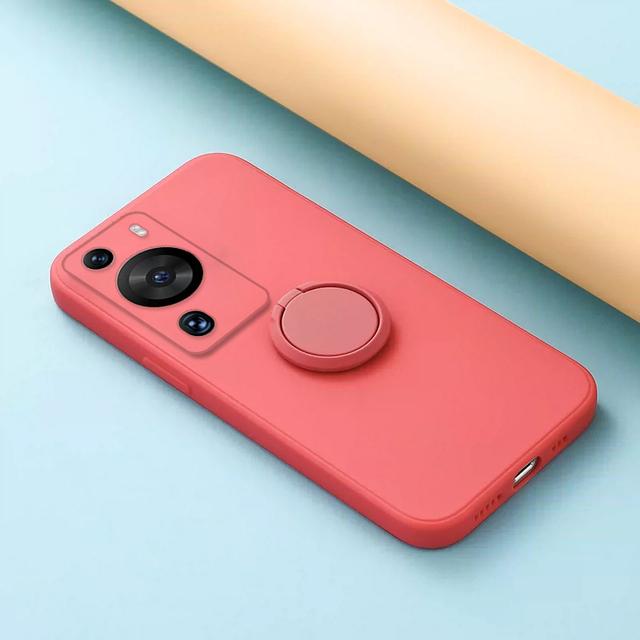 Сплошной цветной мягкий силиконовый чехол для телефона Huawei P60 Pro P50 P40 P30 P20 Lite с кольцом-подставкой и держателем для объектива камеры, защита задней панели