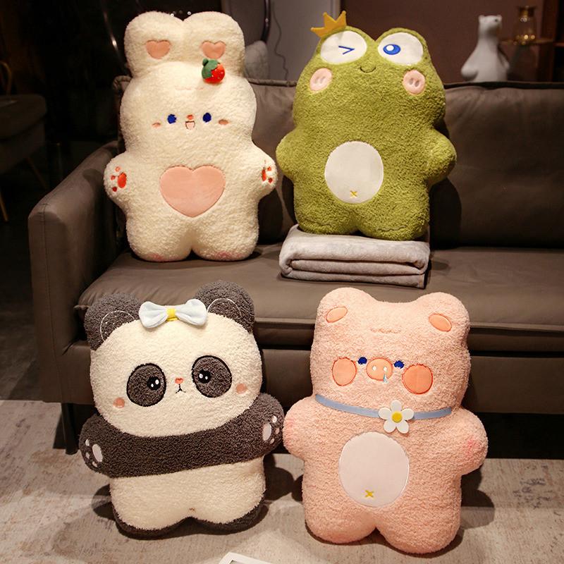 Панда Кролик Милая Лягушка И Свинья Плюшевая Подушка И Плед Для Офисного Сна