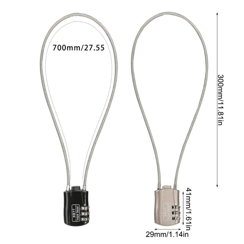 Motorcycle Helmets Lock, Combination Passwords Lock Cable Padlock Cable Lock for Cycling Helmets Travel Luggage Security