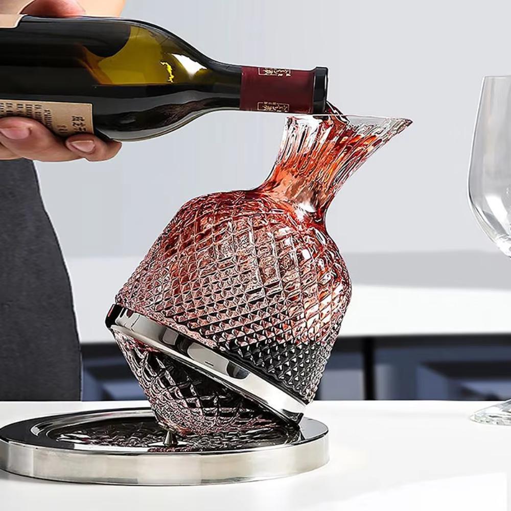 with Base Crystal Glass 360 Rotating Decanter 1500ml Wine Dispenser Wine Aerator  Bar