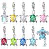 New Summer Ocean Colorful Crystal Murano Glass Sea Turtle Dangle Charm Fits Original Bracelet Copper Fine Jewelry