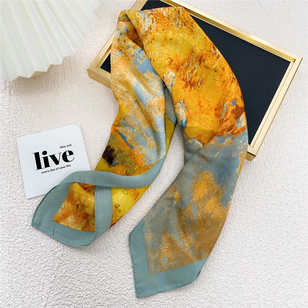 70 Silk Scarf: Small Square for Women - Lightweight Korean Fashion, Perfect for Spring, Summer, Autumn; Stylish for Flight Attendant or Neck Accessory