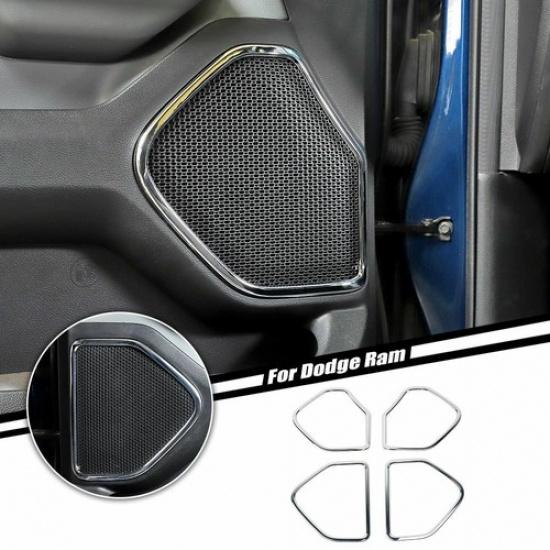 Chrome Inner Door Speaker Trim Cover Bezels For Dodge Ram 1500 2018+ Accessories