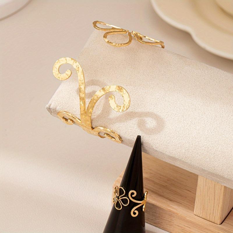 1 комплект элегантных регулируемых браслетов-колец с полым цветочным узором, геометрические цветочные браслеты с открытой манжетой, ювелирные изделия для вечеринки, подарок