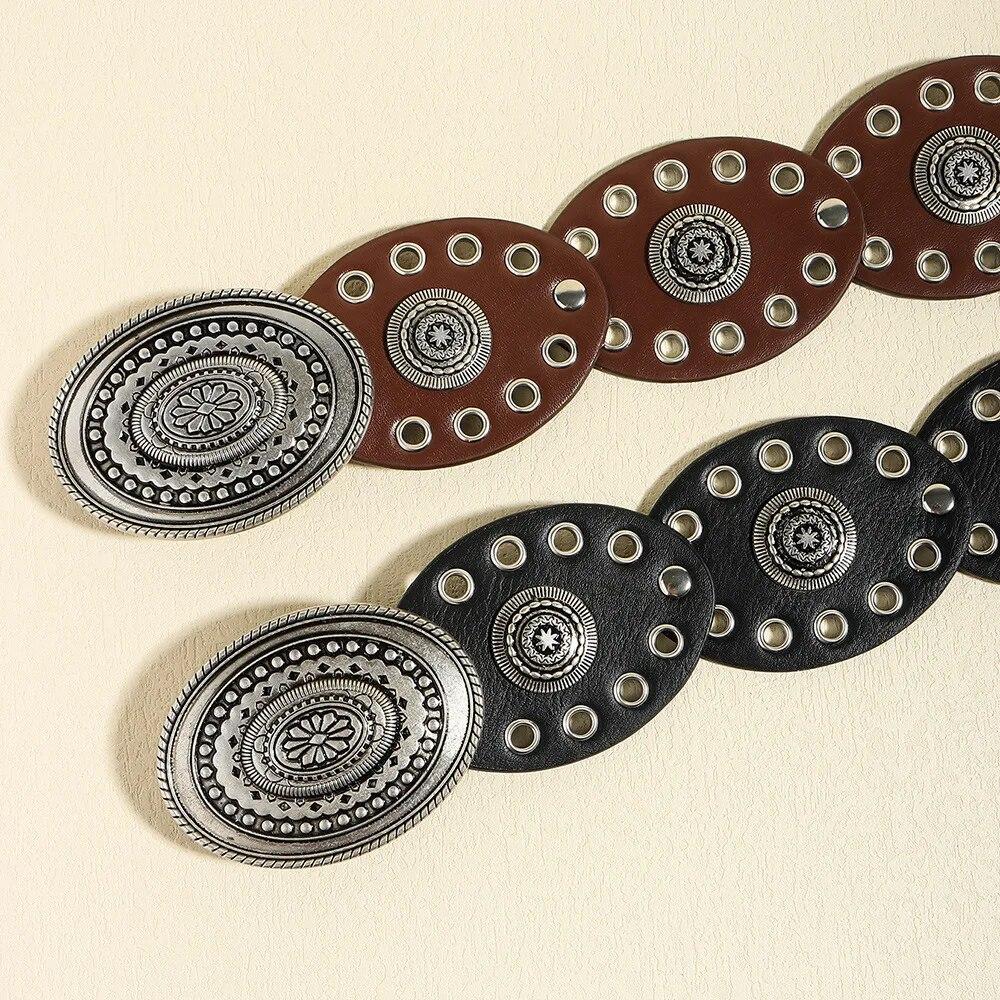 Женский ремень в стиле панк-вестерн, ковбойский джинсовый ремень из искусственной кожи в стиле ретро для женщин, дизайнерский джинсовый ремень в западном стиле, персонализированный металлический широкий ремень ZX004