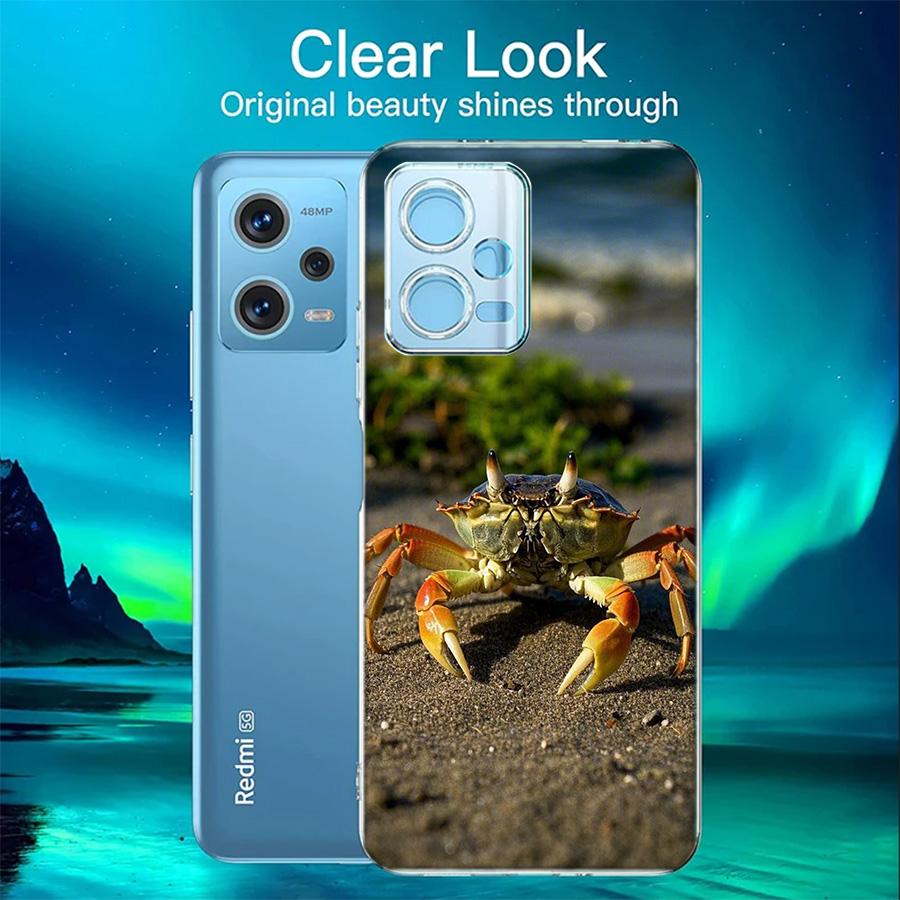 Unique Animal Crab Phone Case For Redmi 12 13C 12C 15C 9 10 10C Note 13 Pro Plus 14 15 Pro 9T 9C 9A TPU Soft Cover Clear Cell Ca