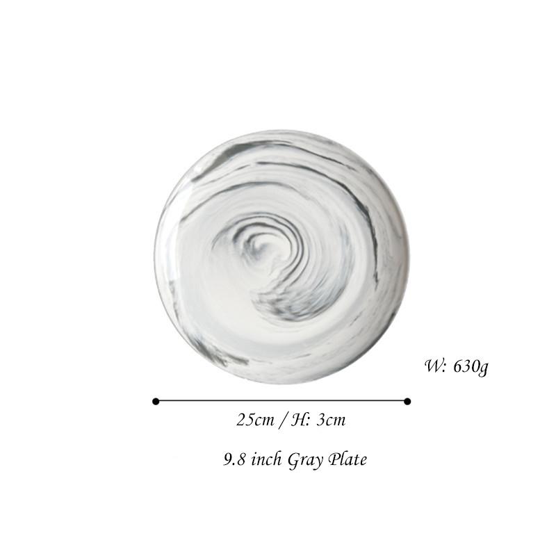 Сервировочная тарелка с современным мраморным дизайном Керамическая обеденная тарелка Фарфоровая столовая посуда Десертные тарелки Тарелка для пасты и стейка Подходит для микроволновой печи