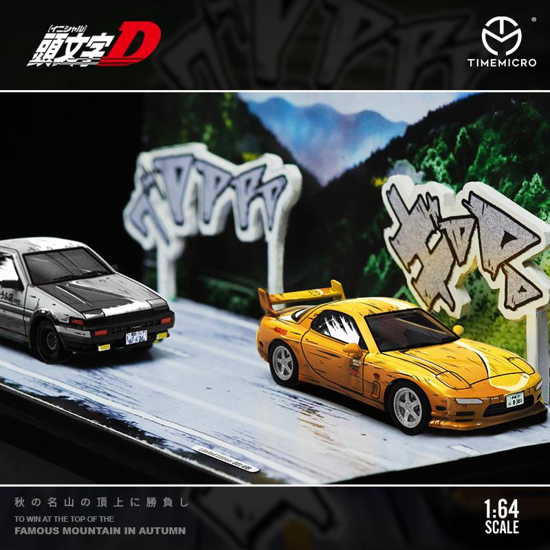 new Timemicro 1/64 Ae86 Rx-7 Initial D Manga Color Scheme Die-Cast Alloy Collection Decorations Ornaments Model Car Toy