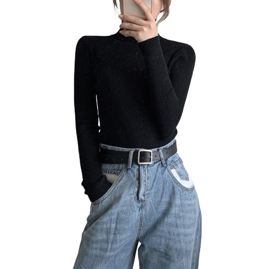 Женские вязаные топы с высоким воротником, с длинным рукавом, однотонные, базовый свитер, прилегающего кроя, вязаные пуловеры, осенне-зимняя одежда