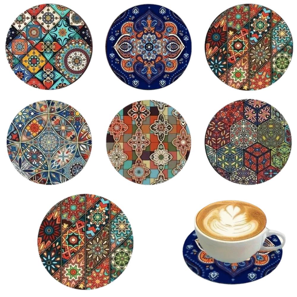 6 pcs Cat Wooden Coasters Devil's Eye Heat Resistant Coasters Puppy Design Mats Kitchen Set
