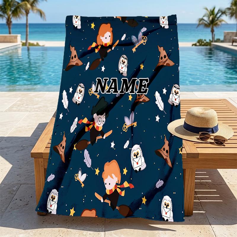 Custom Name Magic Castle Stylish Digital Printing Beach Towel Quick‑Drying Absorbent Blanket for Beach Pool Gym Travel