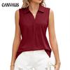 Summer Women's Tank Top T-shirt Solid Color Lapel Loose T-shirt Tops Women's Sleeveless Vest