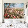 Rose Garden Pattern Oil Painting Style Hanging Cloth Home Wall Decoration Tapestry Bedroom Living Room Tapestry