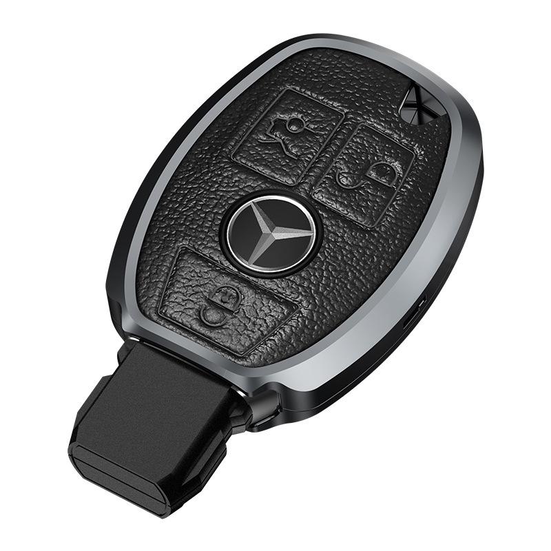 Металлический чехол для ключей из натуральной кожи для Mercedes-Benz C-Class, E-Class, GLC300L, 260L, E300L, E200