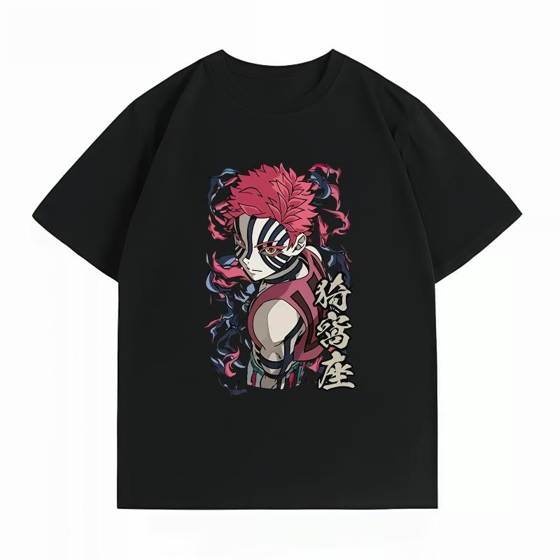 Unisexs Clothing New 100 Cotton Summer Tshirt Demon Slayer Unisexs Tshirt Akaza Print Casual Unisexs Tshirt