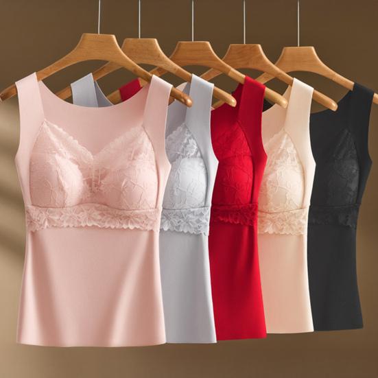 Women's Thermal Tank Tops with Built In Bra Lace Padded Sleeveless Camisole Undershirt Soft Warm Base Layer Vest