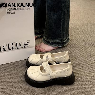 Коричневые туфли на платформе в студенческом стиле, женские мокасины на липучках, весенне-летняя одежда, Мэри Джейн, одинарный