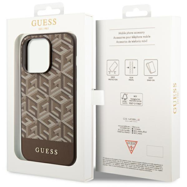 Etui do iPhone 14 Pro Max Guess GCube Stripes MagSafe Brązowe