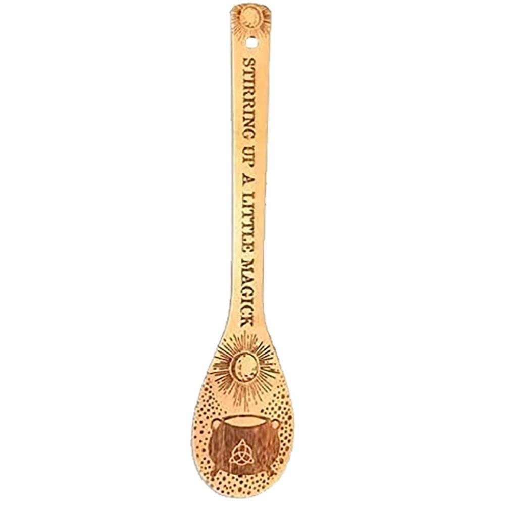 Witchy Decor Yule Bamboo Wooden Spoon Large Eco-Friendly Kitchen Witches Pagan Gift Halloween Party Baking Cooking Supplies