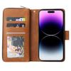 For iPhone 15 Pro Cases 9 Card Slots PU Leather Wallet Zippered Phone Stand Cover
